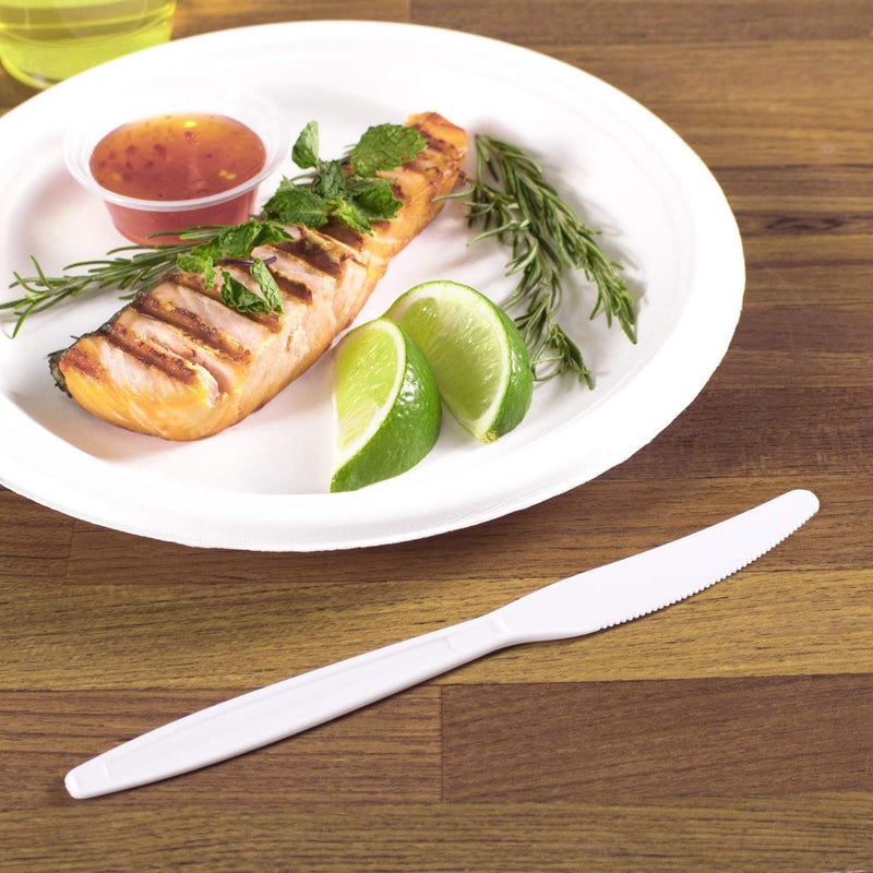 Karat U3531W 7.5" Poly-Wrapped Heavy-Weight Disposable Knife, White (Pack of 1000) - Image 3